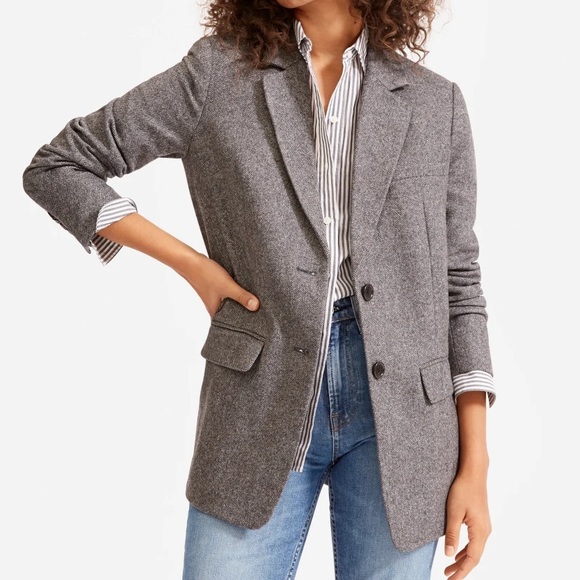 Everlane Jackets & Blazers - Everlane The Oversized Blazer Herringbone Grey 6